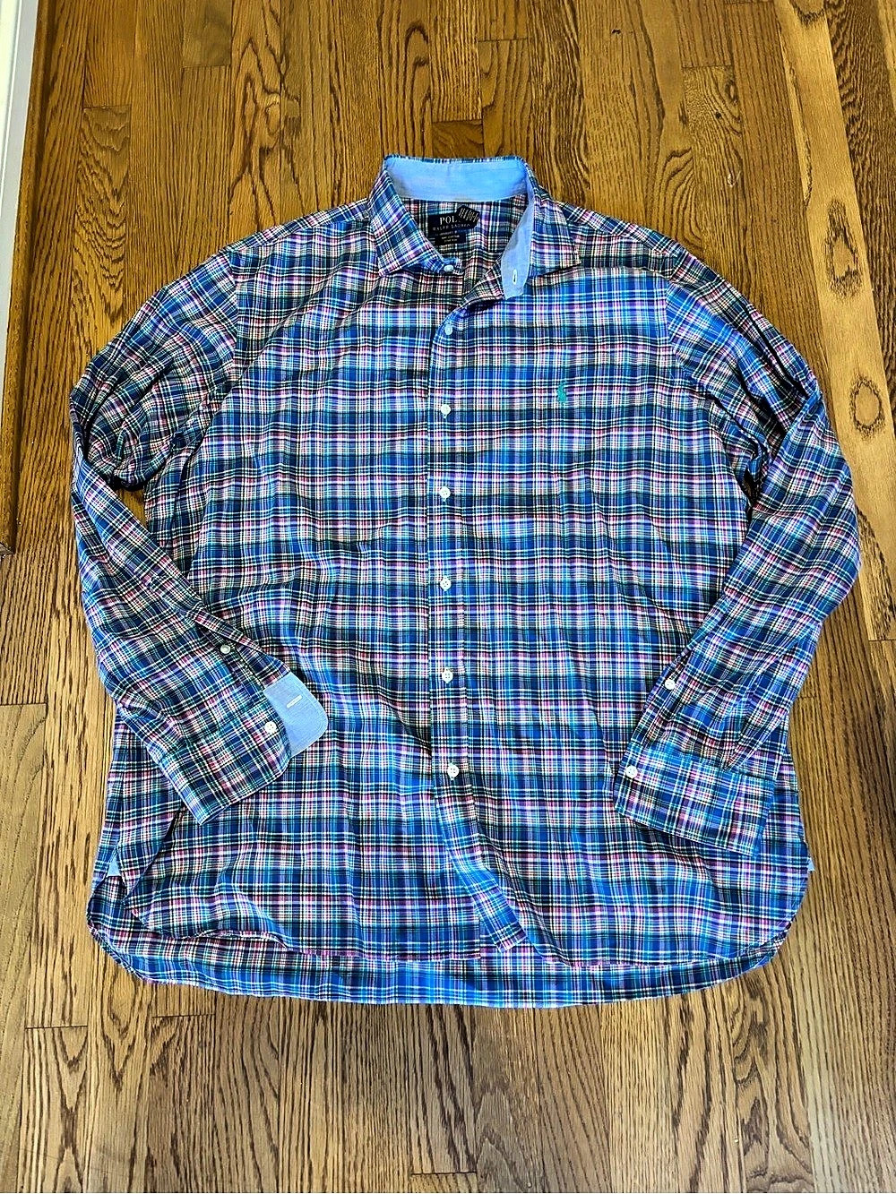 Polo Ralph Lauren Mens XL Cotton Stretch Plaid Multicolor Button Up Shirt